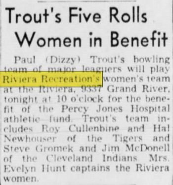 Riviera Recreation - Dec 1945 Dizzy Trout Team Plays Women (newer photo)